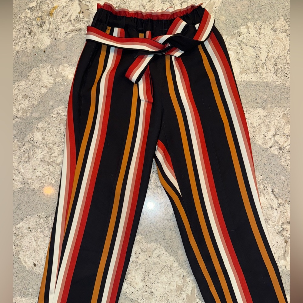 Straight leg Express Striped Women's Pants with Belt